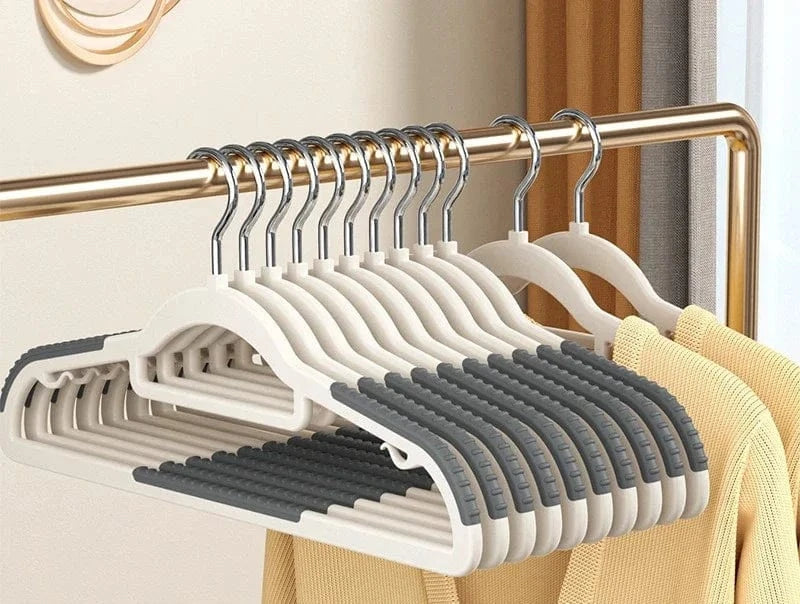 10PCS Anti Slip Hanger Household Clothes Hanger Plastic Non Marking and Anti Slip Hanger Clothing Rack Drying Rack for Clothes | Cintrélia A-Grey / 10PCS