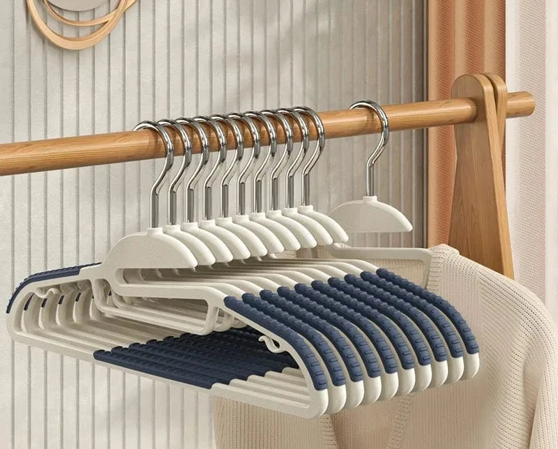 10PCS Anti Slip Hanger Household Clothes Hanger Plastic Non Marking and Anti Slip Hanger Clothing Rack Drying Rack for Clothes | Cintrélia B-Blue / 10PCS