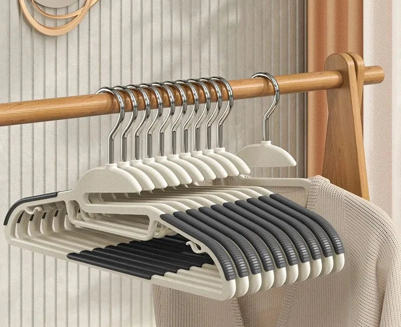 10PCS Anti Slip Hanger Household Clothes Hanger Plastic Non Marking and Anti Slip Hanger Clothing Rack Drying Rack for Clothes | Cintrélia B-Grey / 10PCS