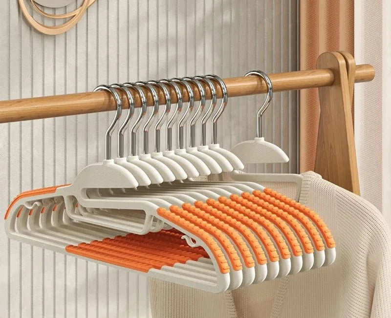 10PCS Anti Slip Hanger Household Clothes Hanger Plastic Non Marking and Anti Slip Hanger Clothing Rack Drying Rack for Clothes | Cintrélia B-Orange / 10PCS