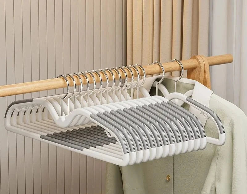 10PCS Anti Slip Hanger Household Clothes Hanger Plastic Non Marking and Anti Slip Hanger Clothing Rack Drying Rack for Clothes | Cintrélia C-Grey / 10PCS