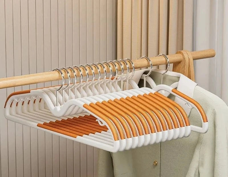 10PCS Anti Slip Hanger Household Clothes Hanger Plastic Non Marking and Anti Slip Hanger Clothing Rack Drying Rack for Clothes | Cintrélia C-Orange / 10PCS