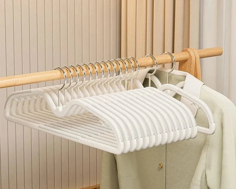 10PCS Anti Slip Hanger Household Clothes Hanger Plastic Non Marking and Anti Slip Hanger Clothing Rack Drying Rack for Clothes | Cintrélia C-White / 10PCS