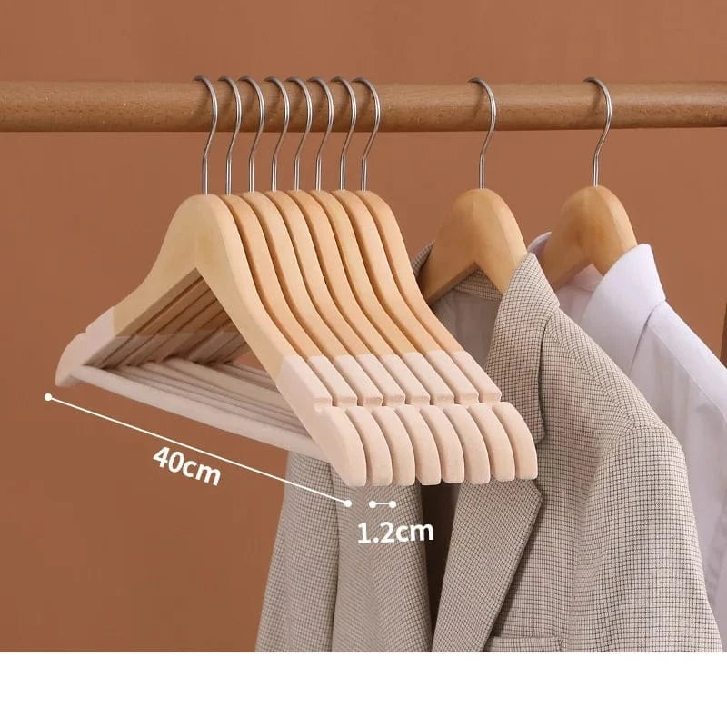 Cintres en Bois Velours Antidérapants | Cintrélia Femme / 40 cm Beige / Lot de 5