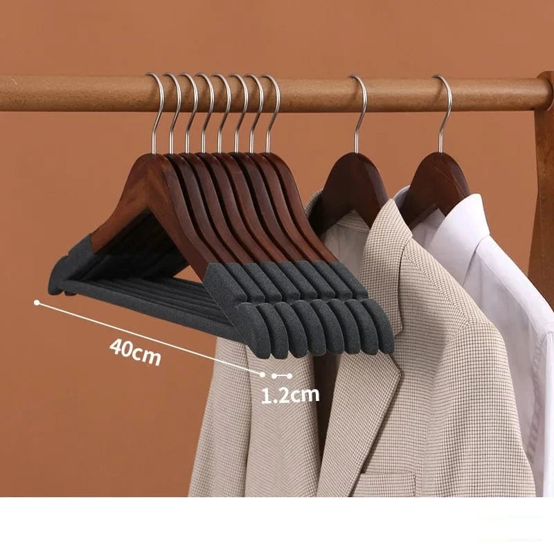 Cintres en Bois Velours Antidérapants | Cintrélia Femme / 40 cm Marron / Lot de 5