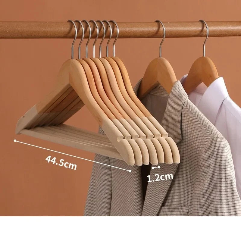 Cintres en Bois Velours Antidérapants | Cintrélia Homme / 44.5 cm Beige / Lot de 5