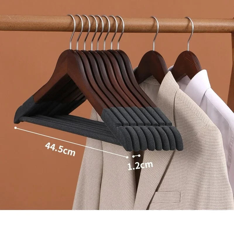 Cintres en Bois Velours Antidérapants | Cintrélia Homme / 44.5 cm Marron / Lot de 5
