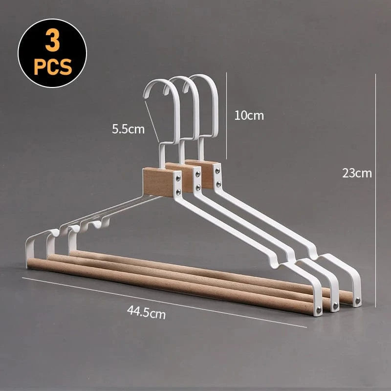 Cintres Premium Bois & Métal – Lot de 3 | Cintrélia Blanc / Lot de 3