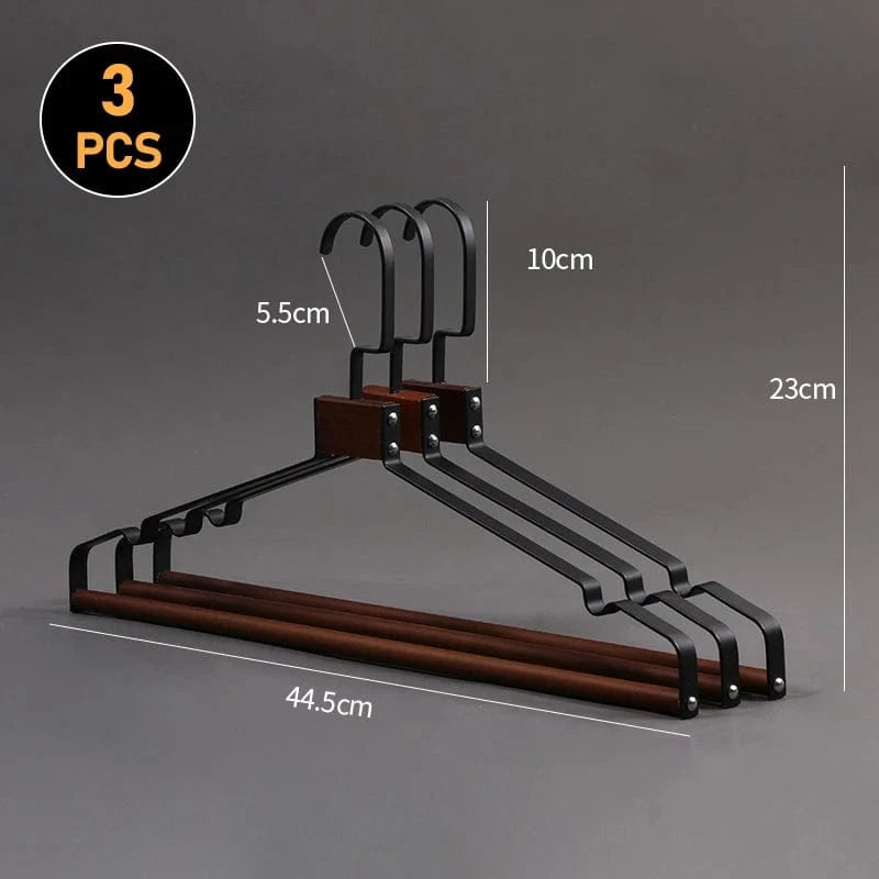 Cintres Premium Bois & Métal – Lot de 3 | Cintrélia Noir / Lot de 3