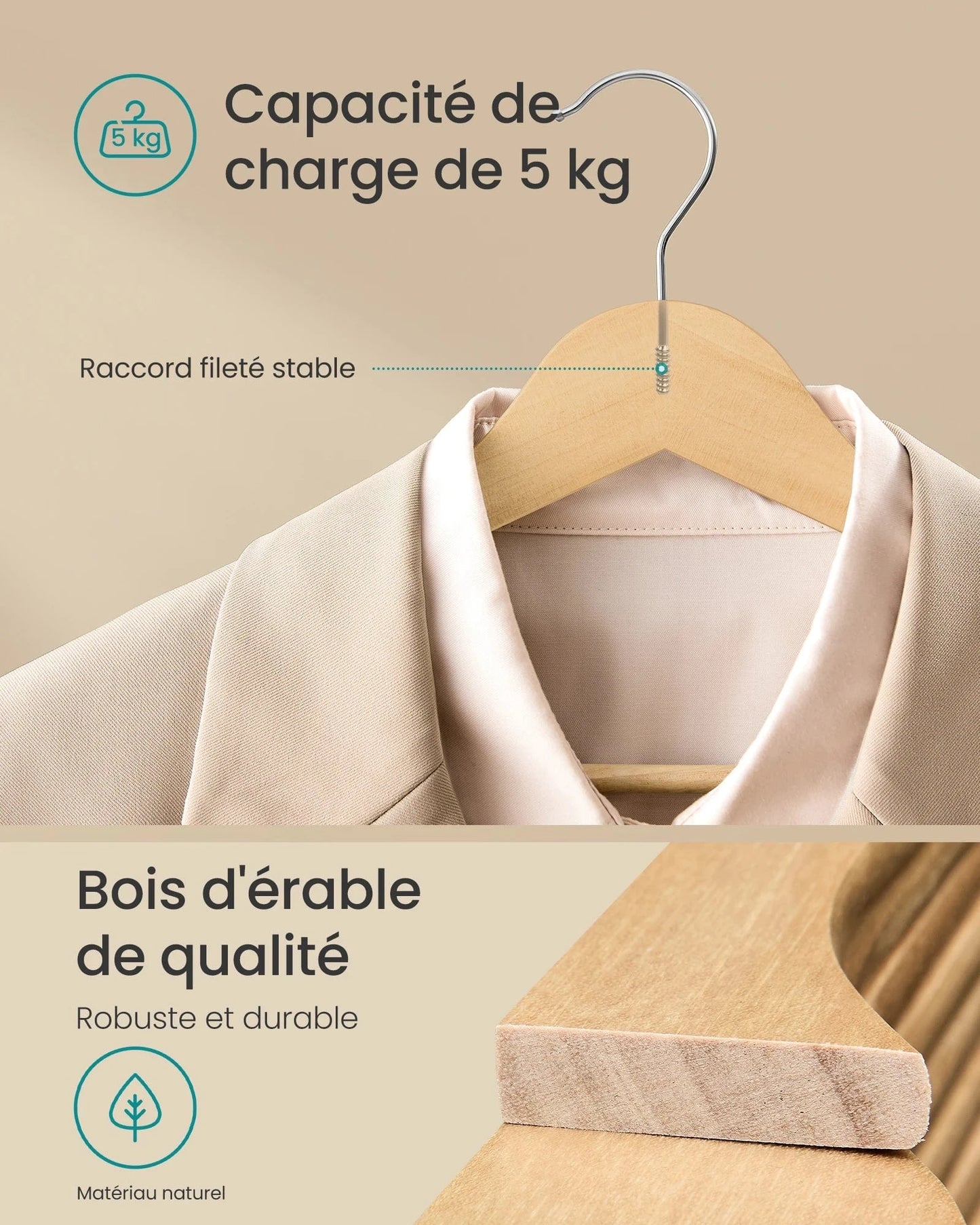 Lot de 30 Cintres en Bois | Cintrélia Bois / Lot de 30