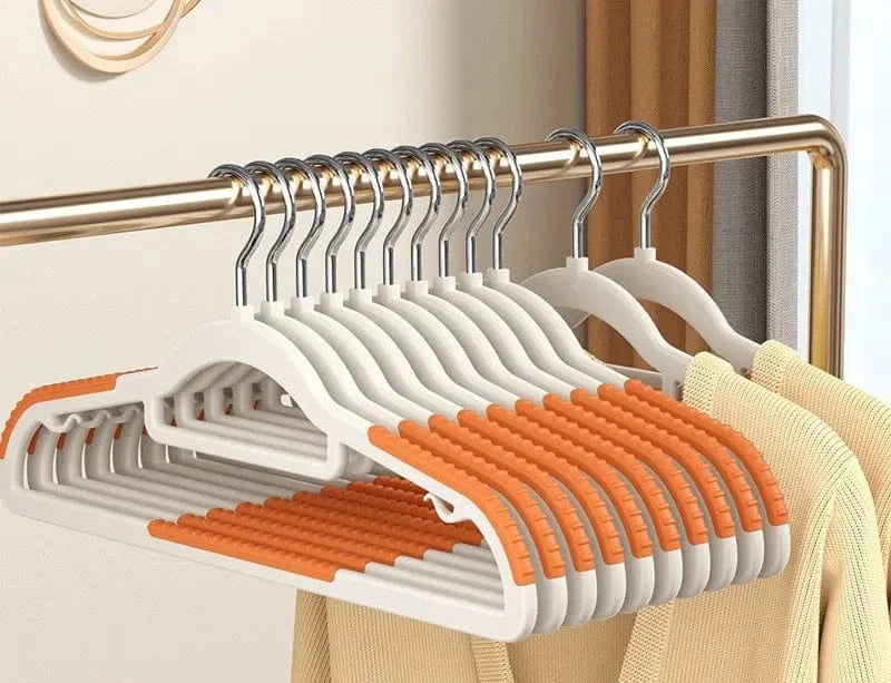 10PCS Anti Slip Hanger Household Clothes Hanger Plastic Non Marking and Anti Slip Hanger Clothing Rack Drying Rack for Clothes | Cintrélia A-Orange / 10PCS