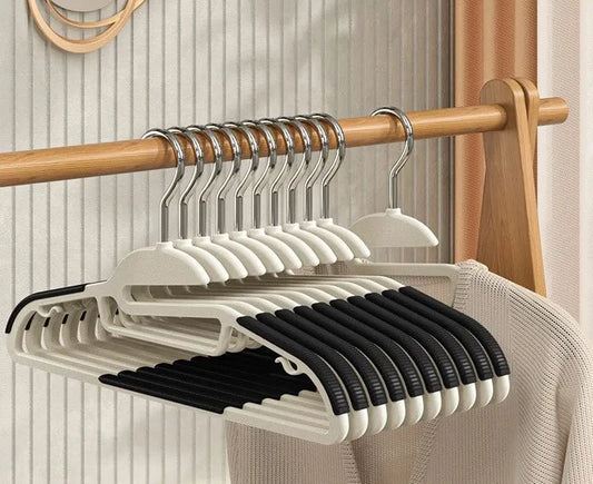 10PCS Anti Slip Hanger Household Clothes Hanger Plastic Non Marking and Anti Slip Hanger Clothing Rack Drying Rack for Clothes | Cintrélia B-Black / 10PCS