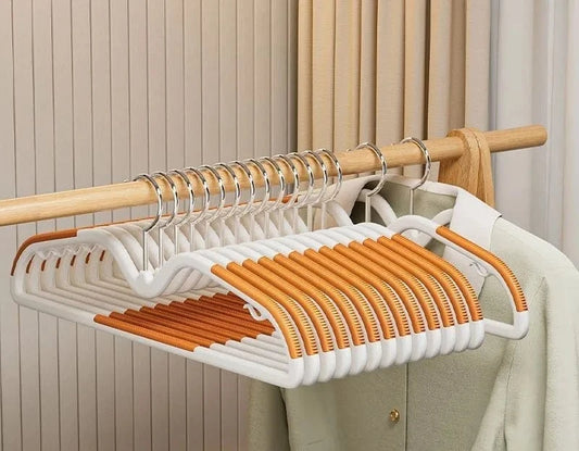10PCS Anti Slip Hanger Household Clothes Hanger Plastic Non Marking and Anti Slip Hanger Clothing Rack Drying Rack for Clothes | Cintrélia C-Orange / 10PCS