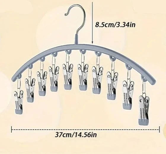 Cintre de Rangement avec 10 Pinces | Cintrélia Gris / 1 pièce