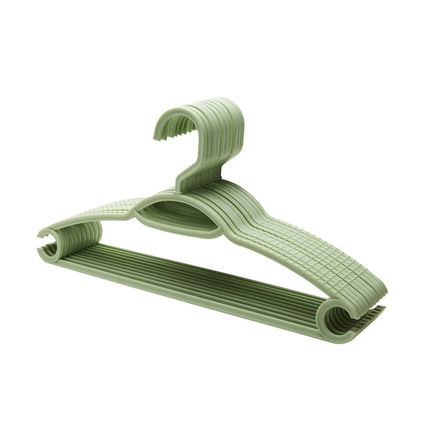 Cintre multifonction maison – Plastique solide | Cintrélia Vert / Lot de 10