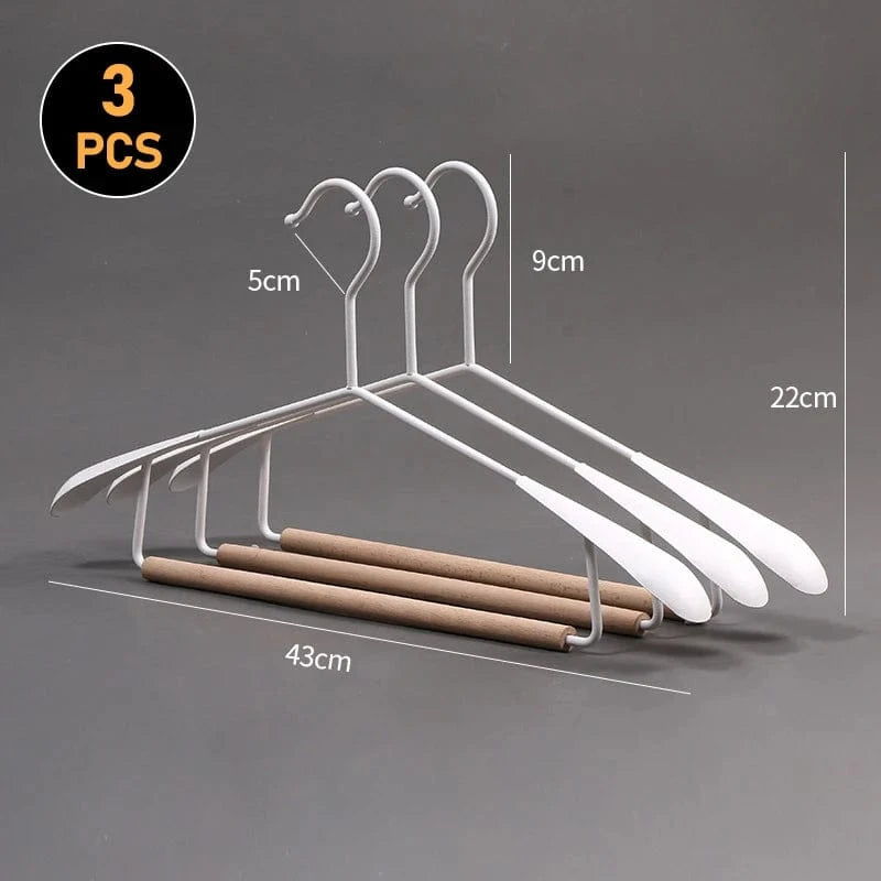 Cintres Antiglisse en Bois Rétro – Pack de 3 pour Penderie | Cintrélia Blanc / Lot de 3