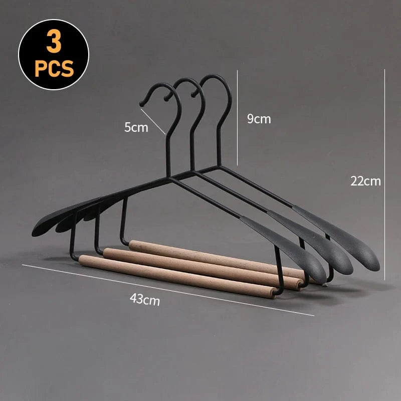 Cintres Antiglisse en Bois Rétro – Pack de 3 pour Penderie | Cintrélia Noir / Lot de 3