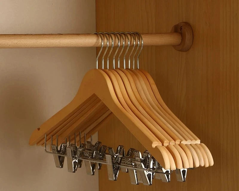 Cintres Solide pour Vestes, Robes et Jupes  | Cintrélia Lot de 5 / Bois clair