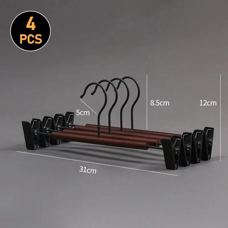 Cintres Solides Style Rétro | Cintrélia Lot de 4 / Bois foncé/noir