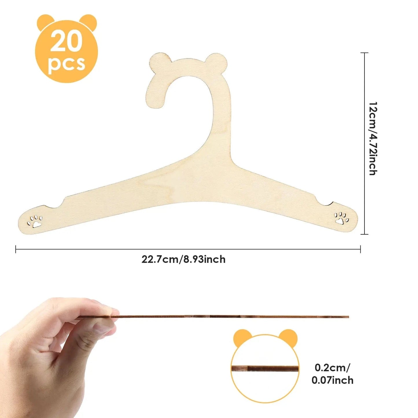Lot de 20 Cintres en Bois pour Bébé | Cintrélia
