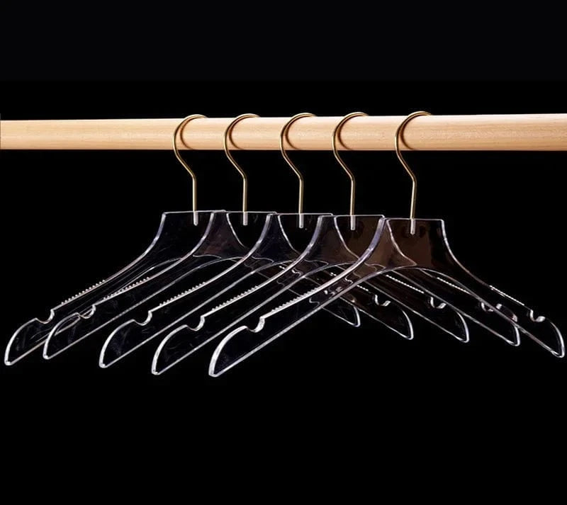 Lot de 5 Cintres Transparents | Cintrélia 38 cm Adullte - Doré / Lot de 5