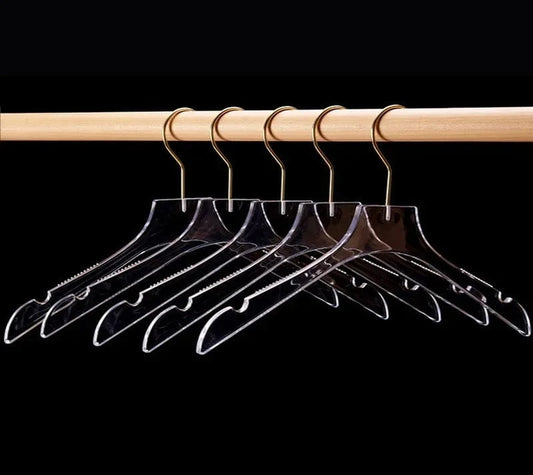 Lot de 5 Cintres Transparents | Cintrélia 38 cm Adullte - Doré / Lot de 5