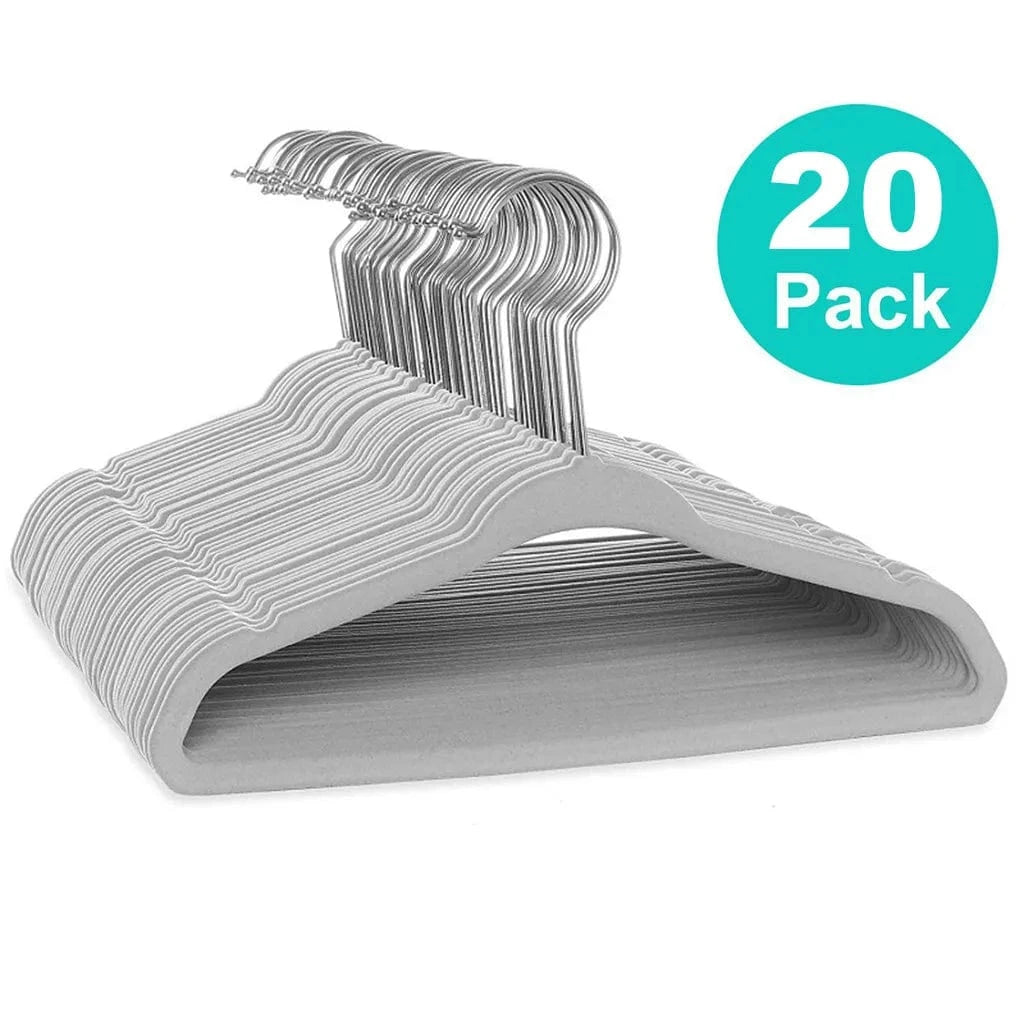 Lot de Cintres Bébé en Velours Antidérapants | Cintrélia Gris Lot de 20