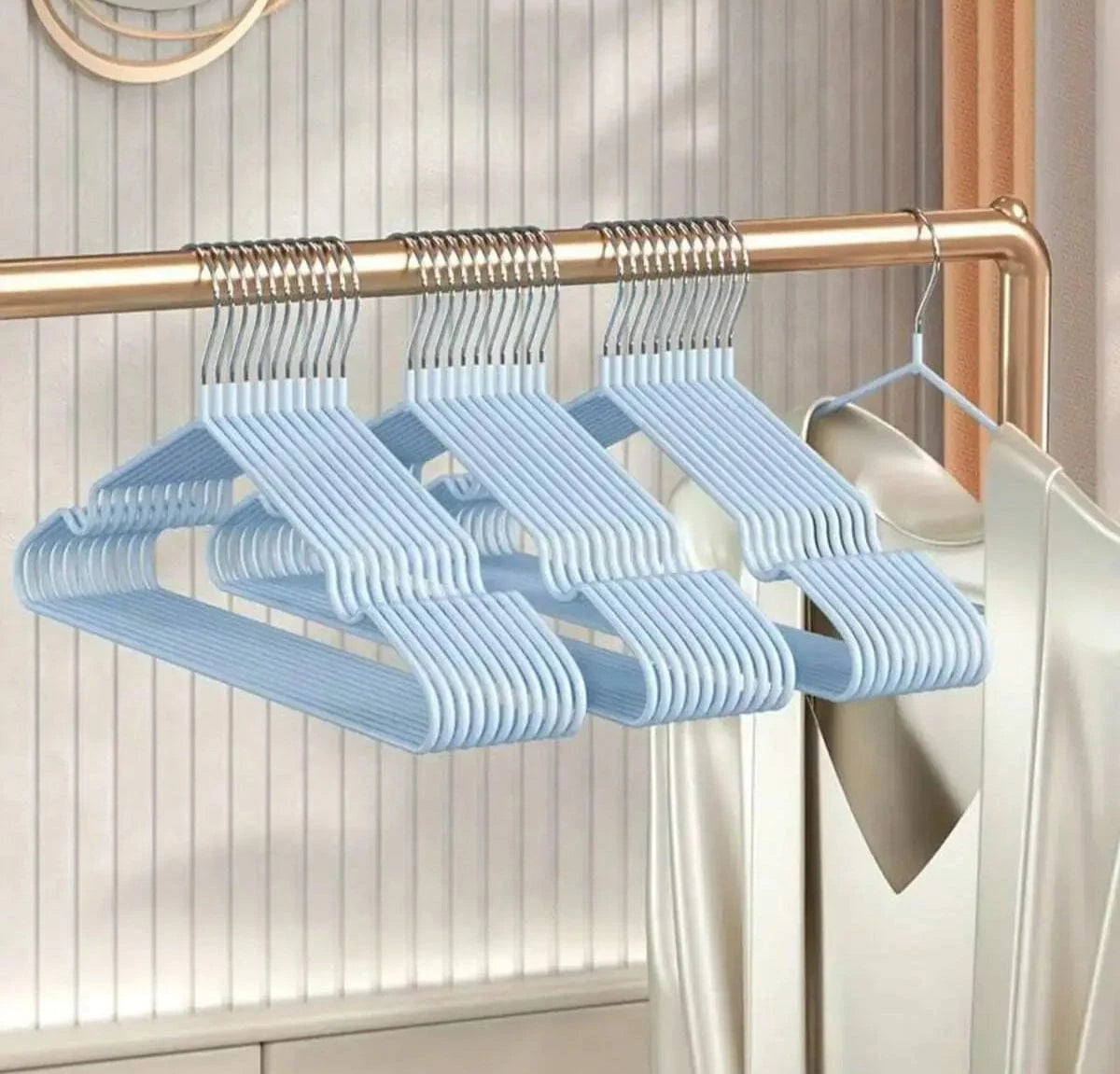 Lot de Cintres Métal Épais Antidérapants | Cintrélia Lot de 10 / Bleu