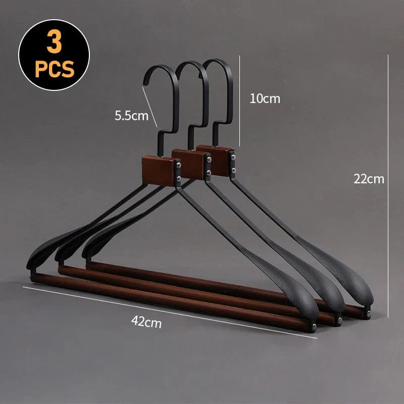 Pack de 3 Cintres Rétro Solides – Bois Naturel et Métal | Cintrélia Noir